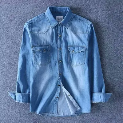 Picture of New Fashionable Casual Long Sleeve Denim Jeans Shirt For Men