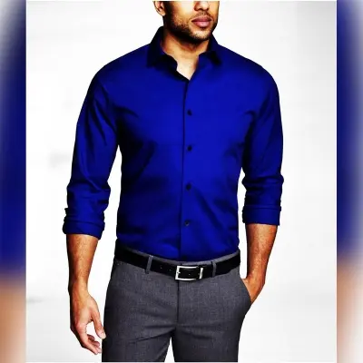 Picture of Cotton Full Sleeve formal Shirt for Men - Royal Blue