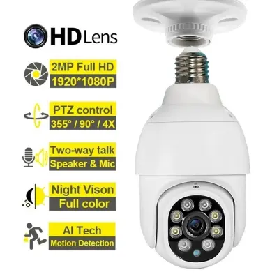 Picture of 360° Panoramic Bulb Camera HD 1080P Wireless Wi-Fi PTZ IP Camera Night Light Home Security Bulb Camera V380 IP Camera