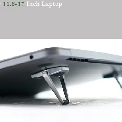 Picture of Laptop Stand Adjustable Cooling Bracket Metal Foldable Laptop Holder Shield Shape Laptop Stand Heat Dissipation Holder Mini Portable Tilting iPad Notebook Holder Non-slip Laptop Stand