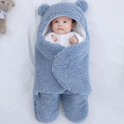 Picture of Ultra-Soft Baby Sleeping Bag – Fluffy Fleece Newborn Blanket for Winter & Travel