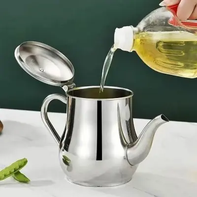 Picture of Stainless Steel Oil Pot – Large Capacity Oil Keeping Jar, Kitchen Oil Filter Bottle, Soy Sauce & Vinegar Container