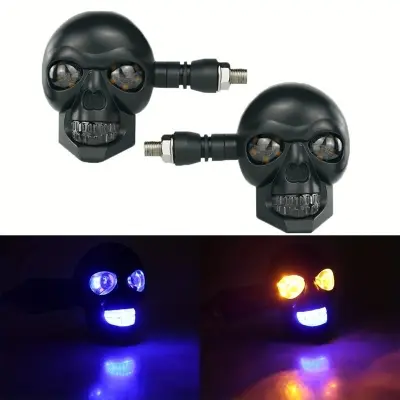 Picture of 2PCS Skull Shape Dual Color LED Motorcycle Fog Light – Waterproof Racer Spotlight