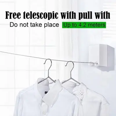 Picture of Heavy Duty Retractable Clothesline – 4.2M Wall Mounted Drying Rope for Indoor & Outdoor Use