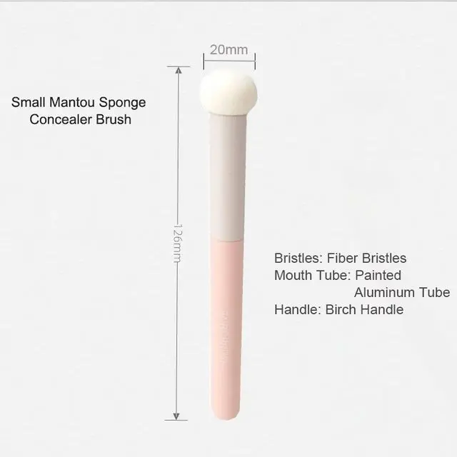 Picture of Small Mushroom Concealer Brush Soft Makeup Powder Puff Wet Dry Use Natural Lip Brush Face Foundation Brush - Pink