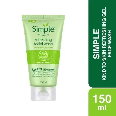Picture of Simple Refreshing Facial Wash 150 Ml Daily Deep Cleansing for Oily Combination Skin Oil Control Hydrating Non-Drying Soap-Free Lather