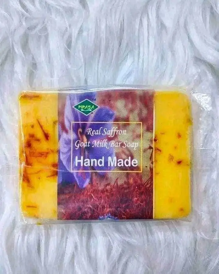 Picture of Hand Made Saffron Real Goat Milk Soap Original for whitening & glowing skin - 90gm - Orange