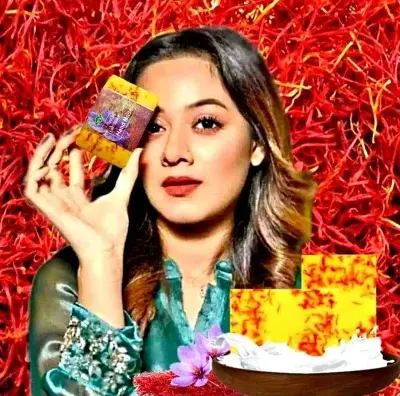 Picture of Hand Made Saffron Real Goat Milk Soap Original for whitening & glowing skin - 90gm - Orange