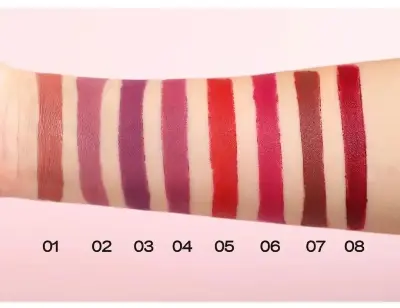 Picture of HANDAIYAN 8 Colors Velvet Matte Lipstick Set Just A Kiss Lipstick Long Lasting Waterproof Non-Stick Cup Lipgloss Red Lips Lip Liner Makeup - Multicolor