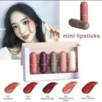 Picture of 5pcs Mini Lipstick Set Mini Mattr Lipstick Set Waterproof Long Lasting Makeup Lipstick Kit Tint Capsule Lipstick Set