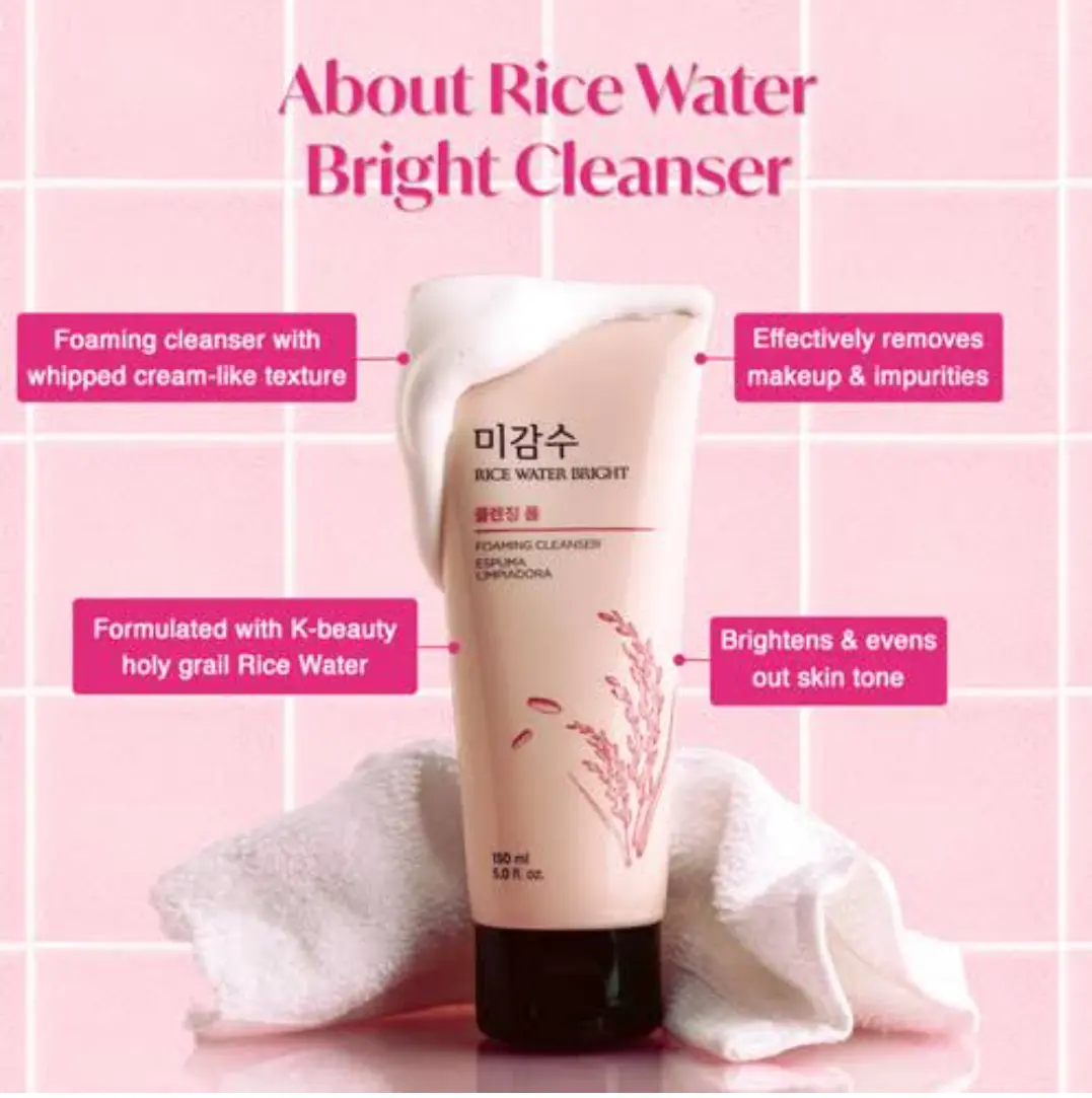 Picture of The Face Shop Rice Water Bright Cleansing Foam - 150ml - Pink
