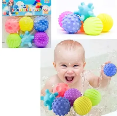 Picture of Baby Sensory Ball,COLOURFUL SQUEAKY BALL | SOFT SILICONE RUBBER BALL FOR BABY/6 Pieces Soft Viny l Texture Multi Ball Set for Baby