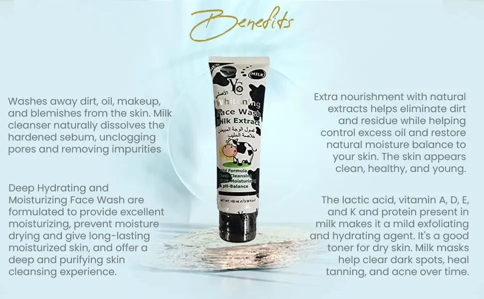 Picture of YC Whitening Milk Extract Facewash - 100ml (Authentic) - Black