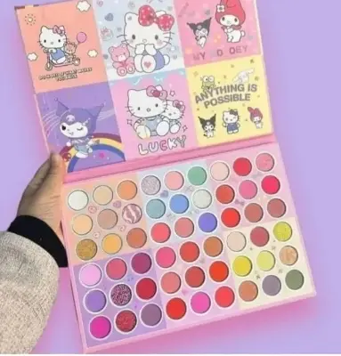 Picture of Hello Kitty 54 Color Eyeshadow Palette Matte Eyeshadow Glittery Eyeshadow Shimmer Eyeshadow Colorful Eyeshadow