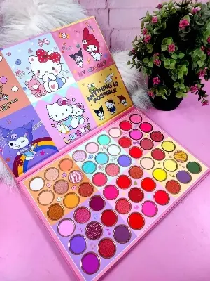 Picture of Hello Kitty 54 Color Eyeshadow Palette Matte Eyeshadow Glittery Eyeshadow Shimmer Eyeshadow Colorful Eyeshadow