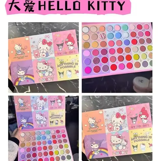 Picture of Hello Kitty 54 Color Eyeshadow Palette Matte Eyeshadow Glittery Eyeshadow Shimmer Eyeshadow Colorful Eyeshadow