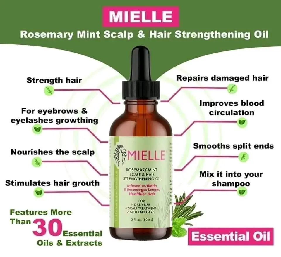 Picture of MIELLE Rosemary Mint Scalp & Hair Strengthening Oil- 59ml (USA)