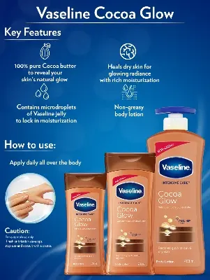 Picture of Vaseline Intensive Care Cocoa Glow Body Lotion for Men & Women - 400ml(Indian)