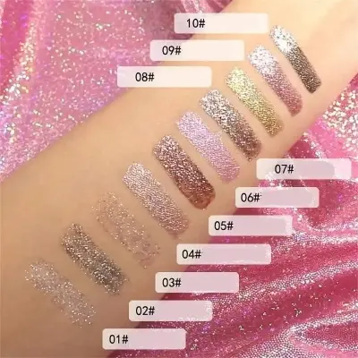 Picture of FLARE মেকাপ কম্বো সেট10 PCS/Set Liquid Glitter Eyeshadow Palette 10pcs - Glitter Eyeliner 10pcs