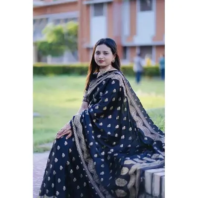 Picture of Premium Quality Japani Half Silk Sari ‍and Matching Free Blouse Piece - Multicolor - 13