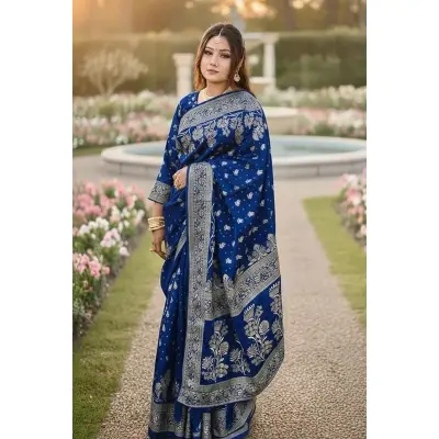 Picture of Premium Quality Japani Half Silk Sari ‍and Matching Free Blouse Piece - Multicolor - 12