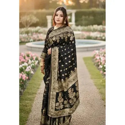 Picture of Premium Quality Japani Half Silk Sari ‍and Matching Free Blouse Piece - Multicolor - 0-3 months 