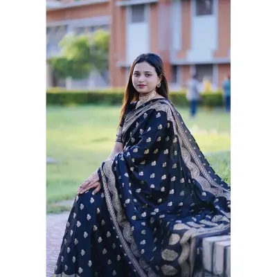 Picture of Premium Quality Japani Half Silk Sari ‍and Matching Free Blouse Piece - Multicolor - 12