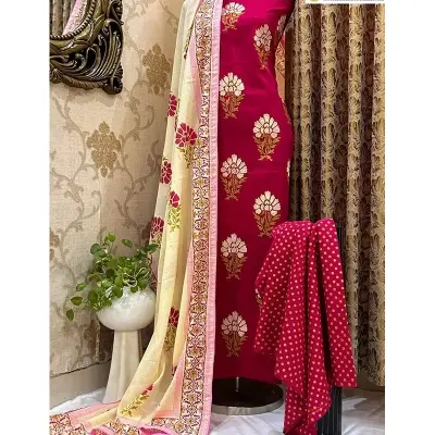 Picture of Premium Quality Unstitched Cotton Print Three Pieces for Women/ Girl - Multicolor - 56 Inch