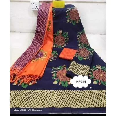 Picture of Premium Quality Unstitched Cotton Print Three Pieces for Women/ Girl - Multicolor - 56 Inch