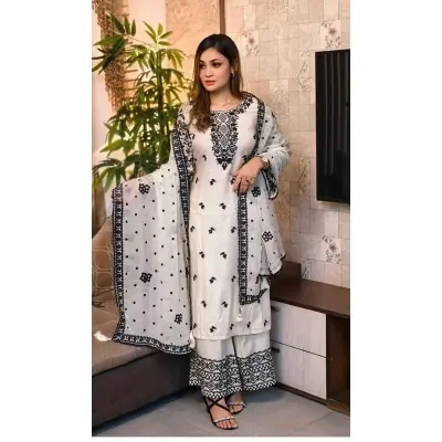 Picture of Premium Quality Unstitched Cotton Print Three Pieces for Women/ Girl - Multicolor - 56 Inch