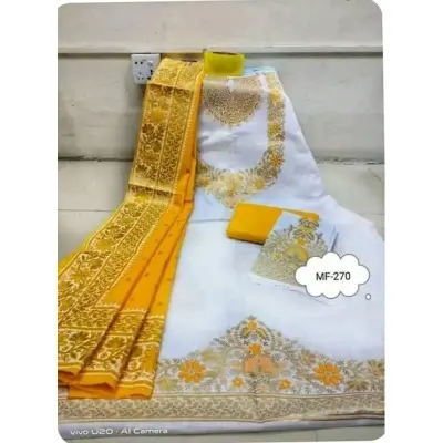 Picture of Premium Quality Unstitched Cotton Print Three Pieces for Women/ Girl - Multicolor - 56 Inch