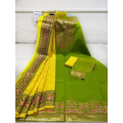 Picture of Premium Quality Unstitched Cotton Print Three Pieces for Women/ Girl - Multicolor - 56 Inch