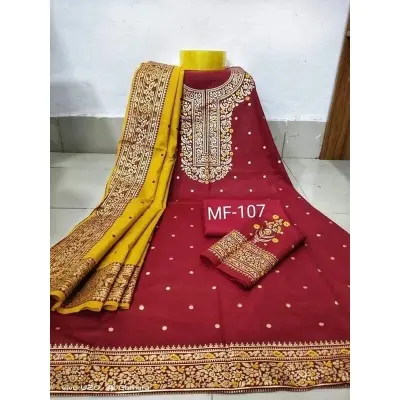 Picture of Premium Quality Unstitched Cotton Print Three Pieces for Women/ Girl - Multicolor - 56 Inch