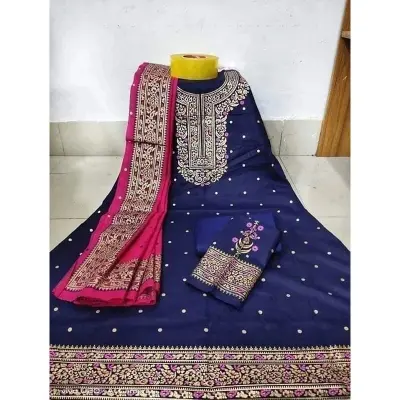 Picture of Premium Quality Unstitched Cotton Print Three Pieces for Women/ Girl - Multicolor - 56 Inch