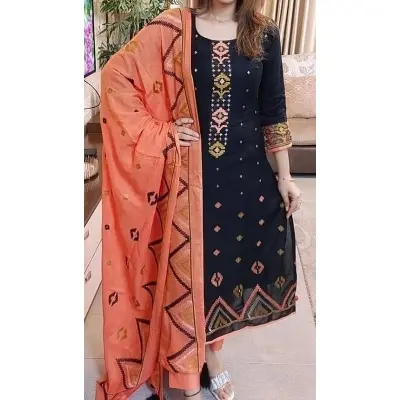 Picture of Premium Quality Unstitched Cotton Print Three Pieces for Women/ Girl - Agate Green - 19-20  Years