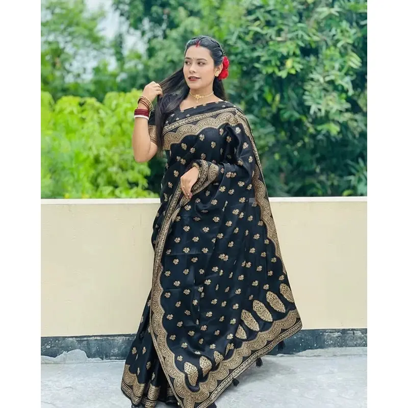 Picture of Premium Quality Japani Half Silk Sari ‍and Matching Free Blouse Piece - Multicolor - 12