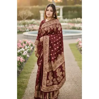 Picture of Premium Quality Japani Half Silk Sari ‍and Matching Free Blouse Piece - Multicolor - 13