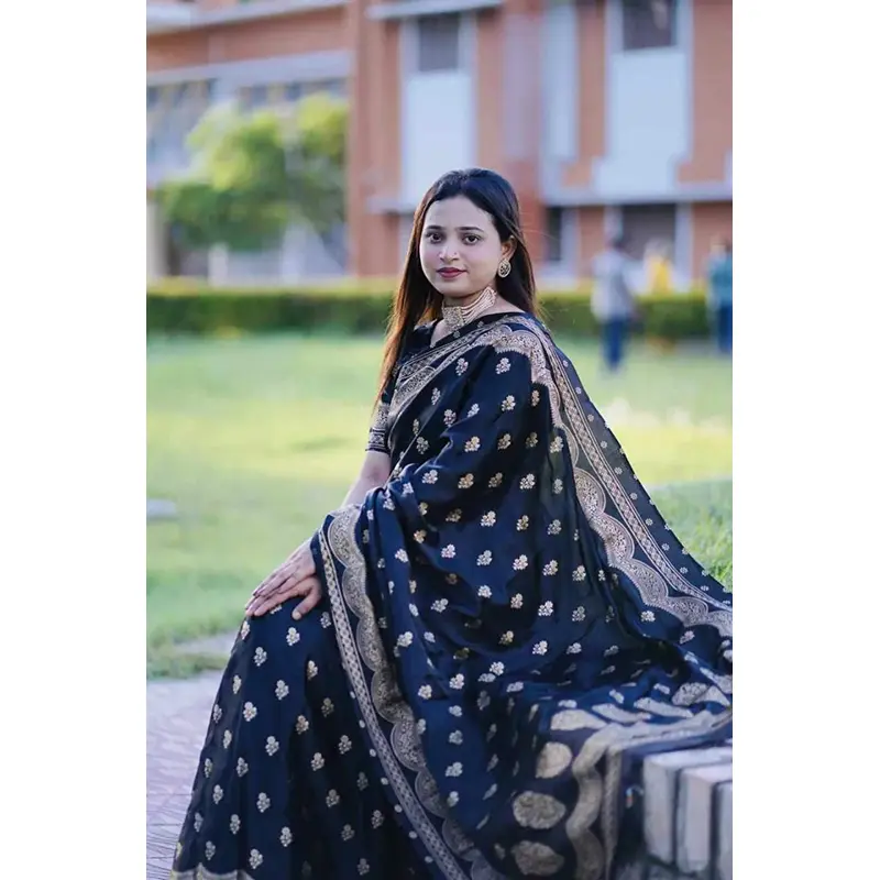 Picture of Premium Quality Japani Half Silk Sari ‍and Matching Free Blouse Piece - Multicolor - 12