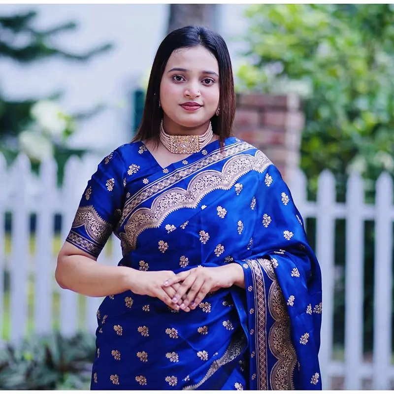 Picture of Premium Quality Japani Half Silk Sari ‍and Matching Free Blouse Piece - Multicolor - 12