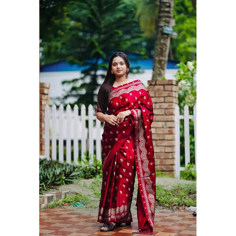 Picture of Premium Quality Japani Half Silk Sari ‍and Matching Free Blouse Piece - Multicolor - 12