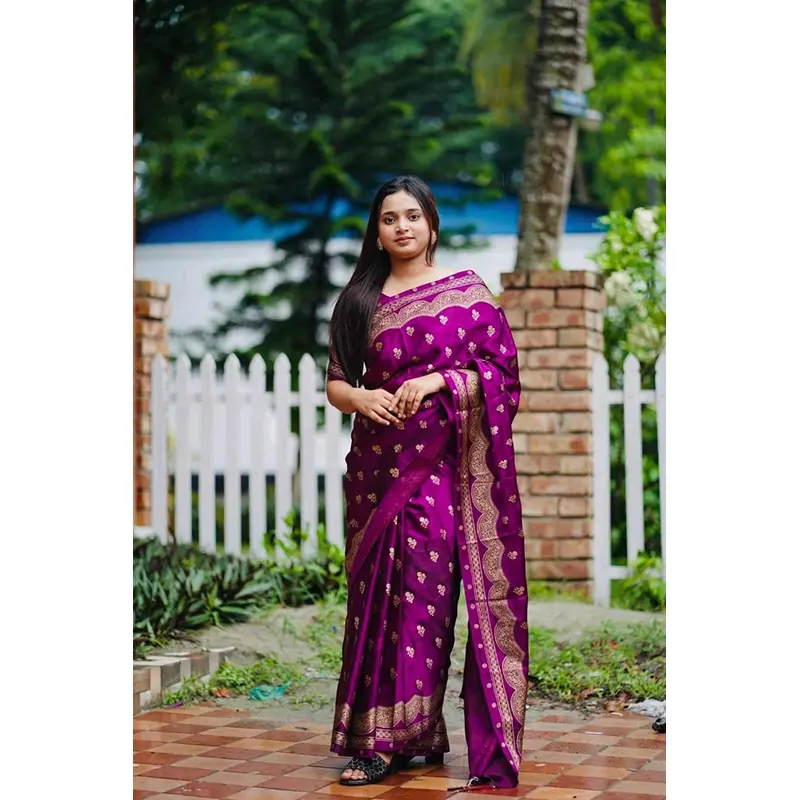 Picture of Premium Quality Japani Half Silk Sari ‍and Matching Free Blouse Piece - Multicolor - 12