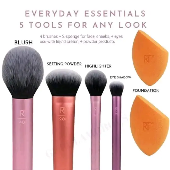 Picture of Real Techniques Everyday Essential Makeup Brush Set - Makeup Brush Set - Makeup Brush & Makeup Sponge Set - Multicolor