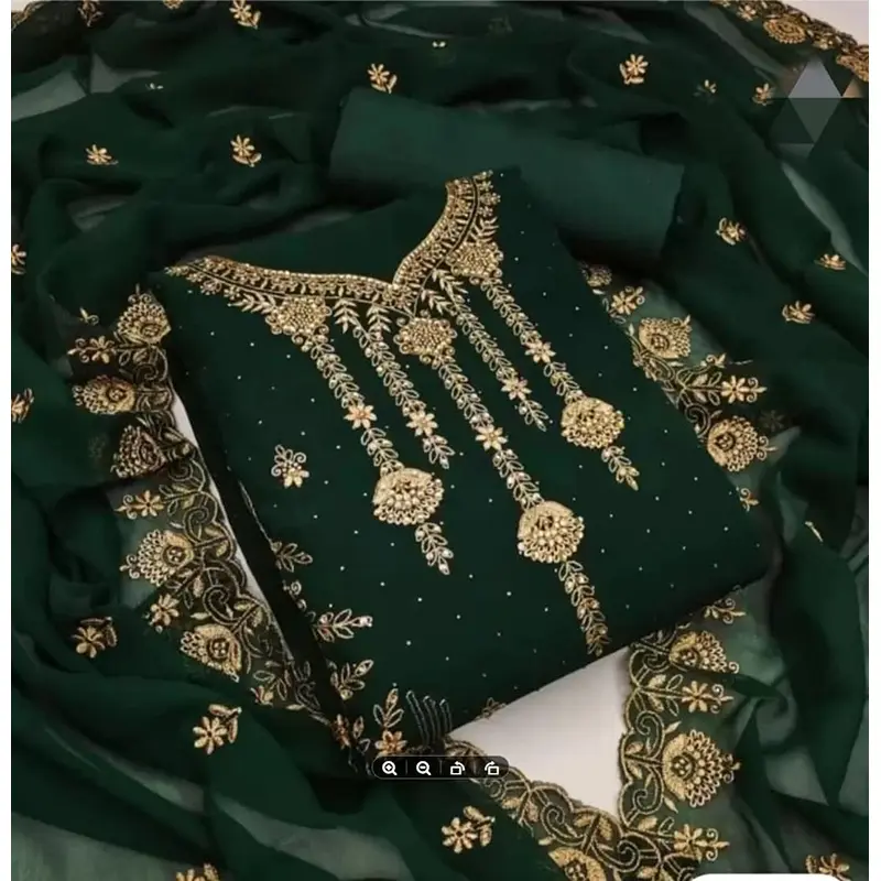 Picture of Embroidery Premium Quality Unstitched/Unready Jorjet Four Pieces for Women/ Girl - Multicolor - 56 Inch