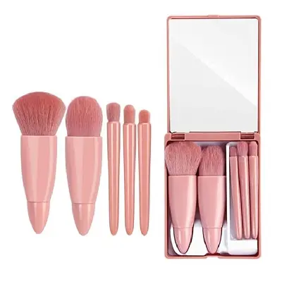 Picture of Travel Makeup Brush Set 5pcs Mini Complete Function Cosmetic Brushes Kit - Multicolor