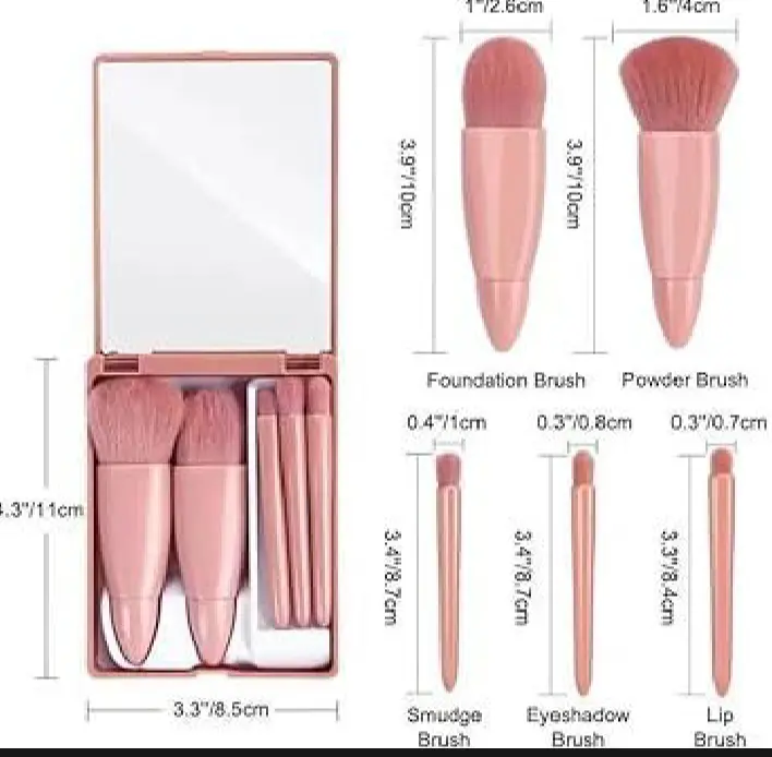 Picture of Travel Makeup Brush Set 5pcs Mini Complete Function Cosmetic Brushes Kit - Multicolor