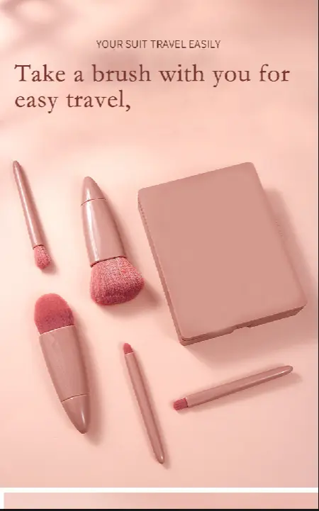 Picture of Travel Makeup Brush Set 5pcs Mini Complete Function Cosmetic Brushes Kit - Multicolor