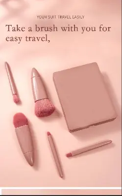Picture of Travel Makeup Brush Set 5pcs Mini Complete Function Cosmetic Brushes Kit - Multicolor