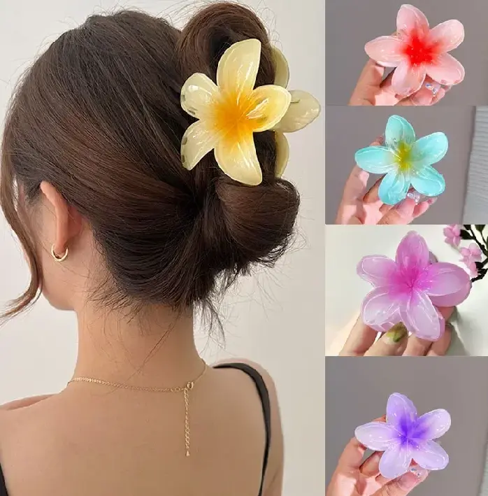 Picture of 5pcs Flower Hair Claws Large Size Fashion Women Stylish Hair Claws, Womens fashion & gift accessories China Imported Hair Claws for Womens & Girls - Multicolor