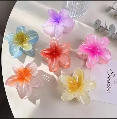 Picture of 5pcs Flower Hair Claws Large Size Fashion Women Stylish Hair Claws, Womens fashion & gift accessories China Imported Hair Claws for Womens & Girls - Multicolor