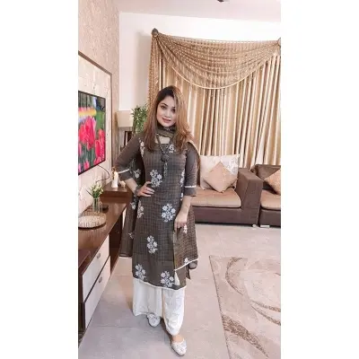 Picture of Premium Quality Unstitched Cotton Print Three Pieces for Women/ Girl - Multicolor - 56 Inch